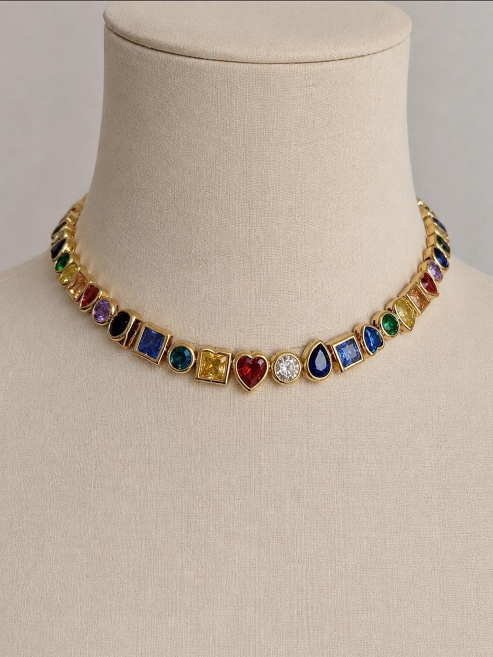 Gold Multicolor Gemstone Choker Necklace